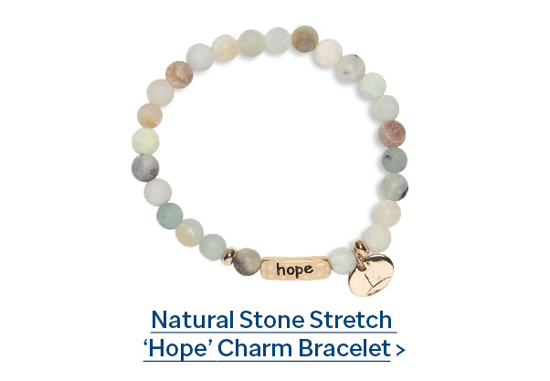 Natural Stone Stretch Hope Charm Bracelet